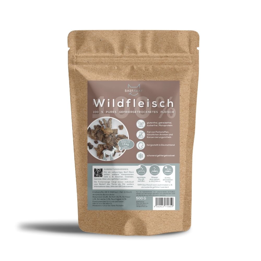 Wildfleisch | Muskelfleisch | BARF gefriergetrocknet
