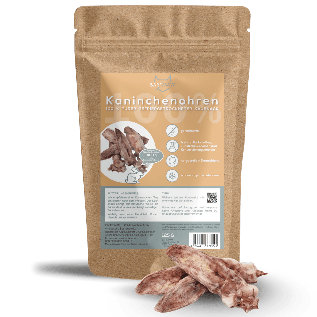 Kaninchenohren | gefriergetrocknet | Kausnack
